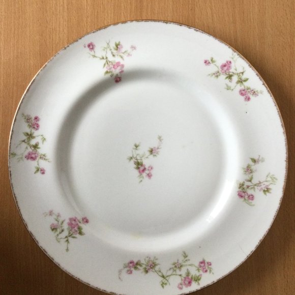 Bundle of 3 Limoges France porcelain 1 pasta bowl and 2 plates floral patterns - Picture 6 of 8